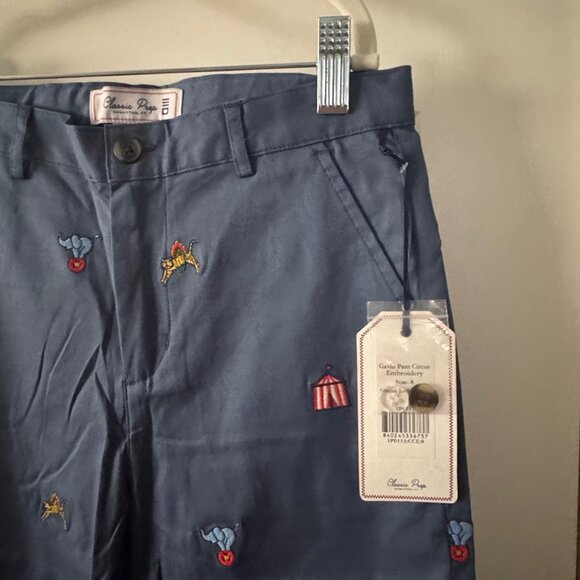 New Classic Prep Childrenswear Boys Blue Gavin Pant Circus Embroidery Size 8 - Picture 9 of 14